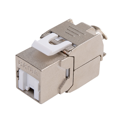 SMT-1064T8C6A-FTP 180 degree shielded CAT6A toolless keystone jack with shutter